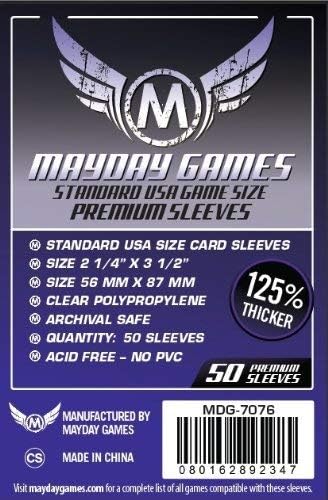 Mayday Games: Board Game 50ct Sleeves - Standard Usa Premium (56mm X 87mm)