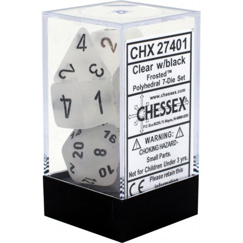 Chessex Frosted Clear/Black - Set of 7