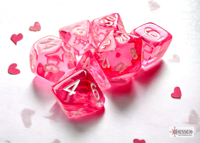 Chessex Translucent Mini Pink/White - Set of 7