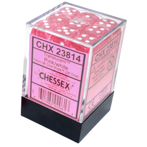 Chessex Translucent 36D6 Pink/White - 12mm