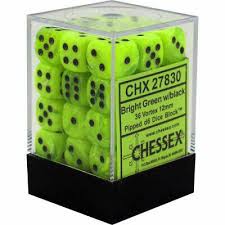 Chessex Vortex 36D6 Bright Green/Black - 12mm