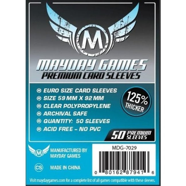 Mayday Games: Board Game 50ct Sleeves Premium - Euro Size Card (59mm X 92mm)